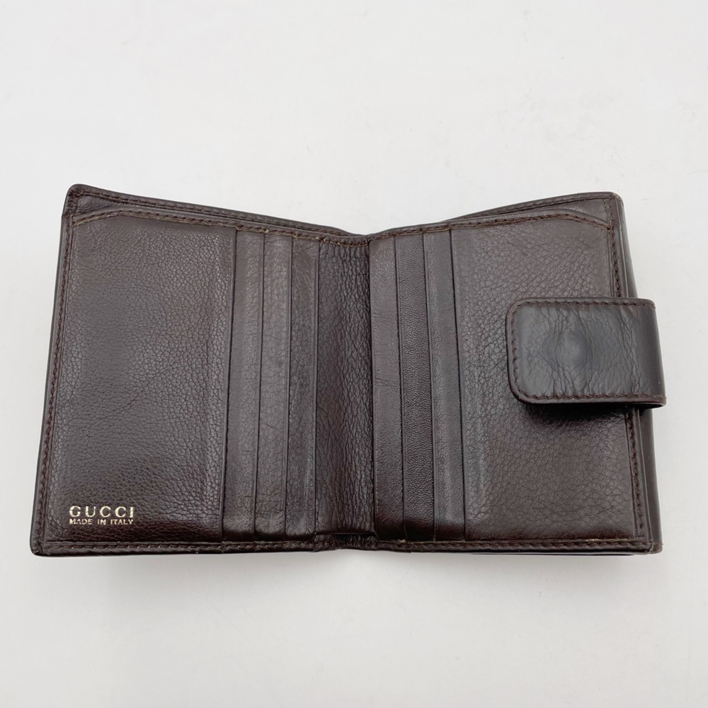 Vintage Gucci Bamboo Leather Brown Bifold Wallet - Picture 7 of 11